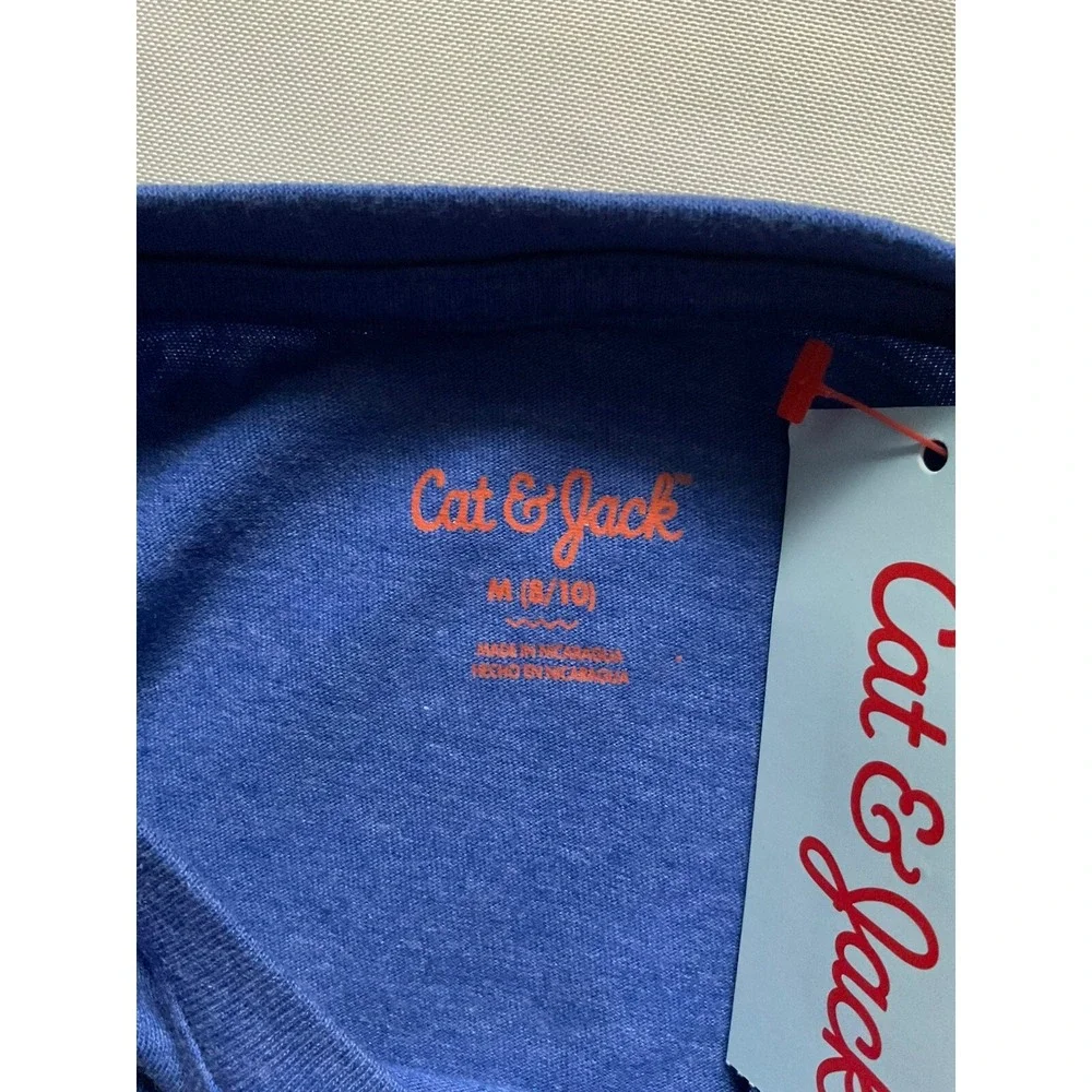 Cat & Jack  Blue Long Sleeve Tee With Shark Graphic Holiday Size‎ M 8/10